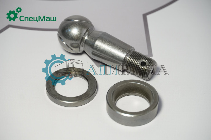 Палец рулевой МАЗ-4370 с вкладышами из ЛЕГИРОВАННОЙ СТАЛИ ( С ПРОТОЧКОЙ ПОД СМАЗКУ НА ШАРЕ)